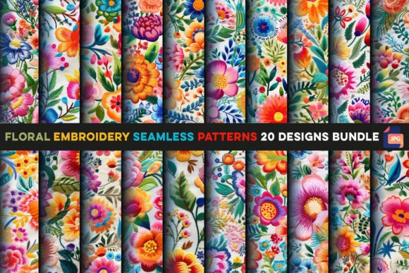 Floral Embroidery Seamless Patterns