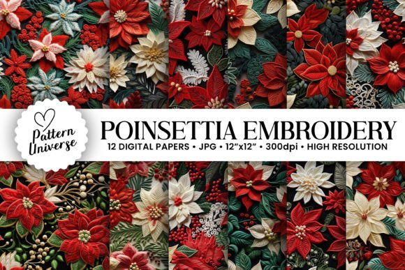 Poinsettia Embroidery Flowers Patterns