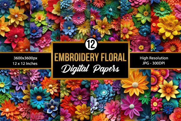 Rainbow Embroidery Flowers Patterns