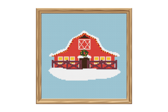 Scandinavian Christmas Barn Cross Stitch