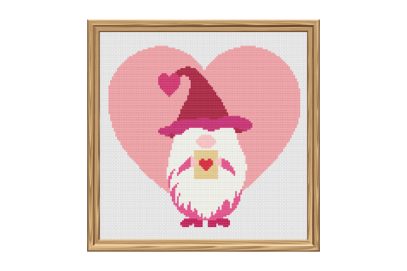 Valentine's Day Gnome Cross Stitch Pattern